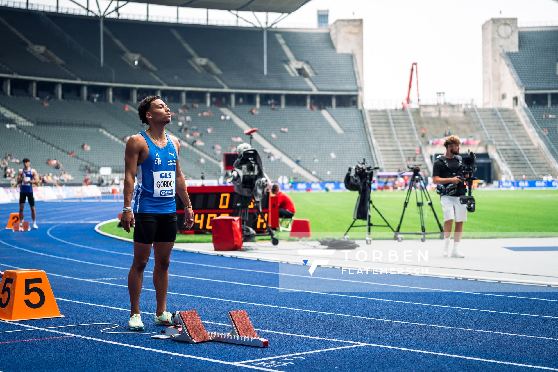 Jordan Gordon (OTB Osnabrueck) im Halbfinale waehrend der deutschen Leichtathletik-Meisterschaften im Olympiastadion am 25.06.2022 in Berlin